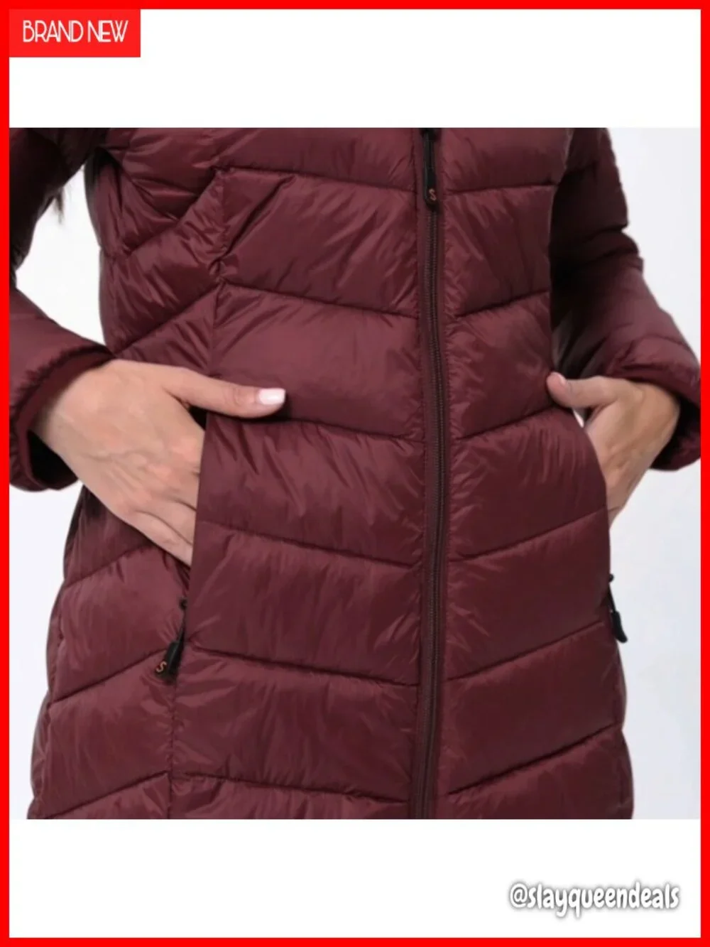 Lightweight Quilted Puffer Coat with Hood Packable Mid-Length Winter Jacket